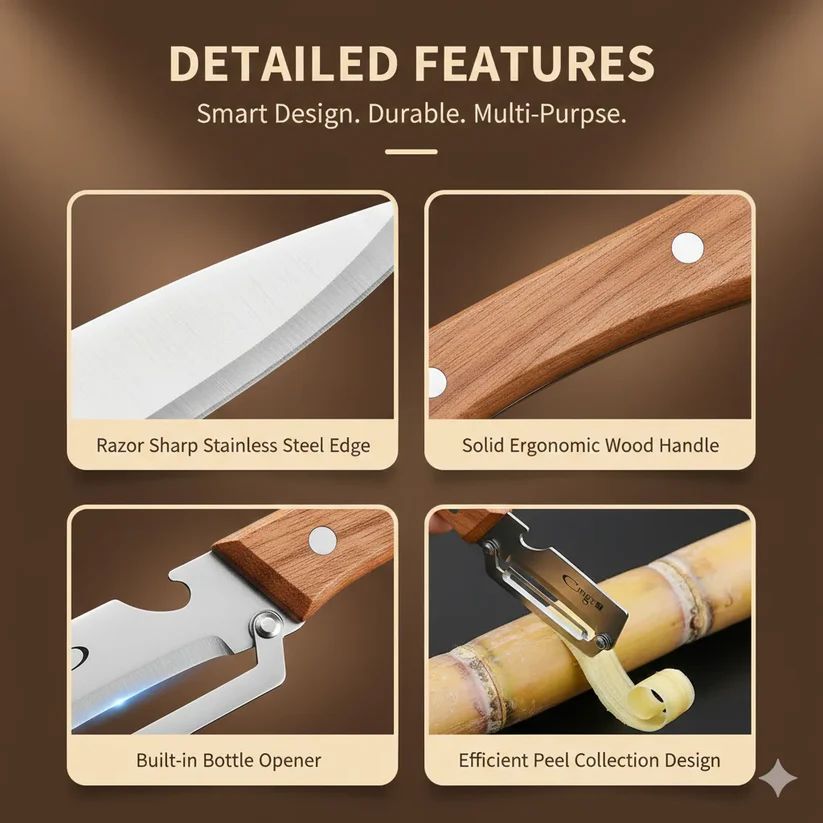 Wood Handle Stainless Steel Peeler knife- 50% OFF!